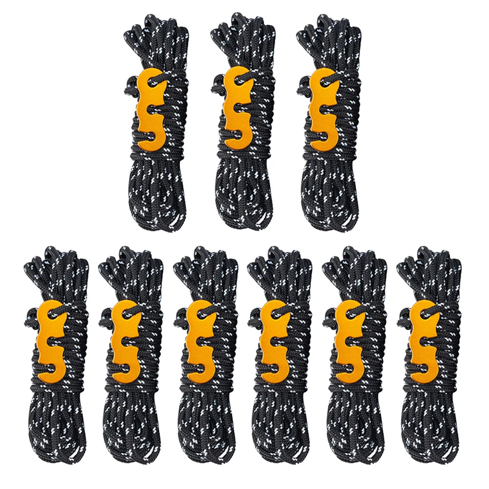 8 Bundles of 3mm High Vis Camping Para cord- Tent guy ropes