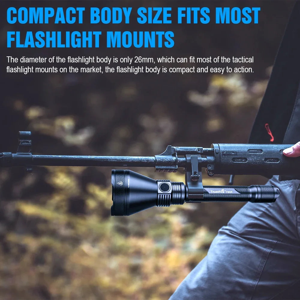 Trustfire T90R- Tactical Powerful Flashlight 4800Lumens- High Power Rechargeable Led Torch 1600M