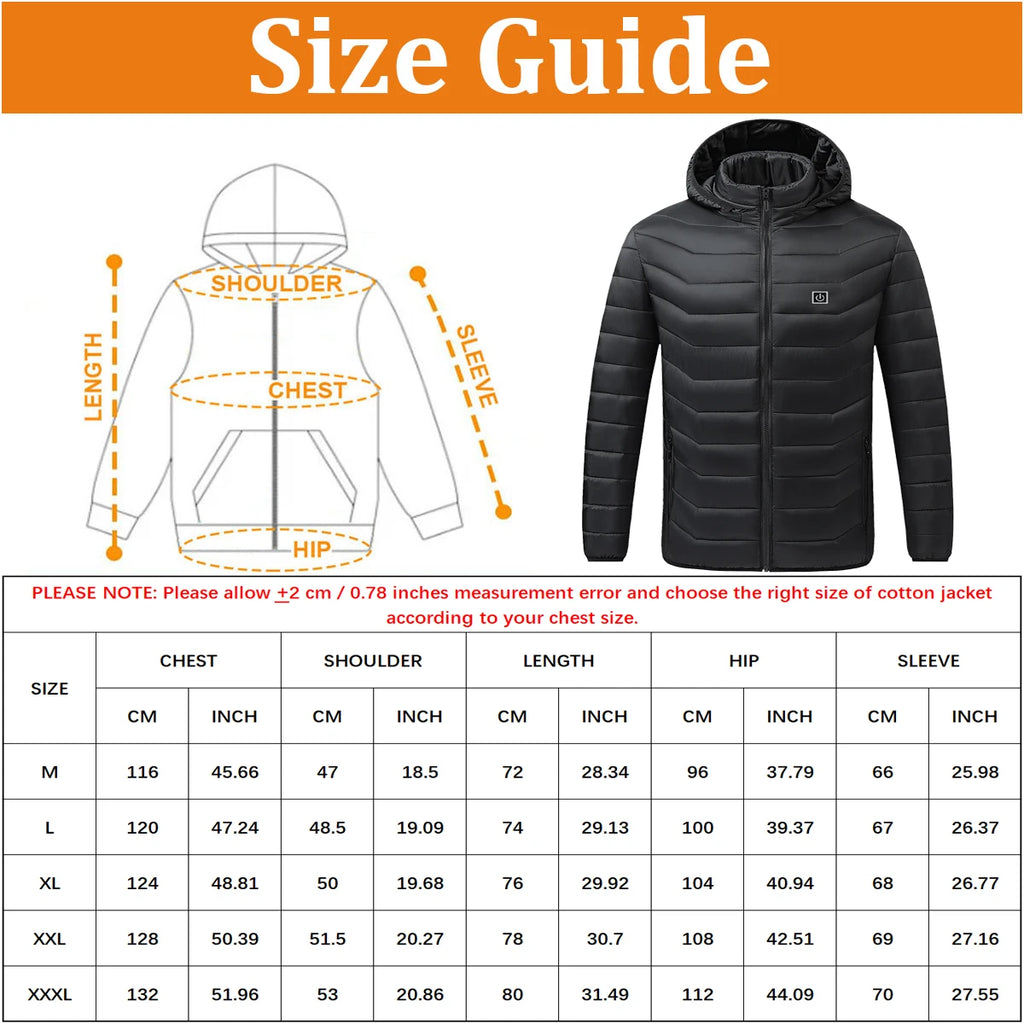 Heated Shell Jacket- Nano Carbon Fibre Heating Technology- 9 Zones