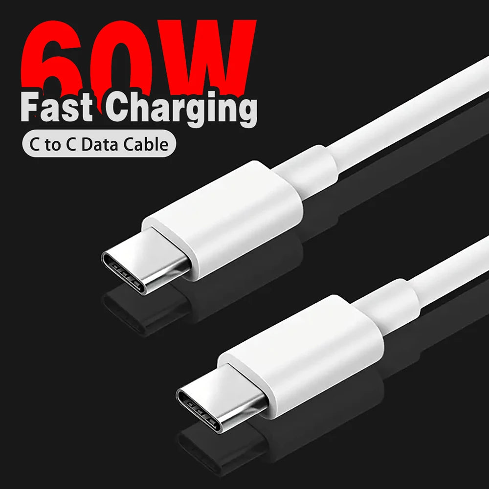 USB-C to USB-C Fast Charge Cable- Black/White- 1M/2M/3M