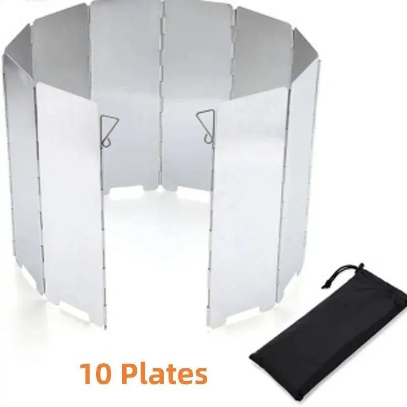 Ultralight Aluminium Alloy Foldable Stove Windbreaker- 8 Plates / 10 Plates