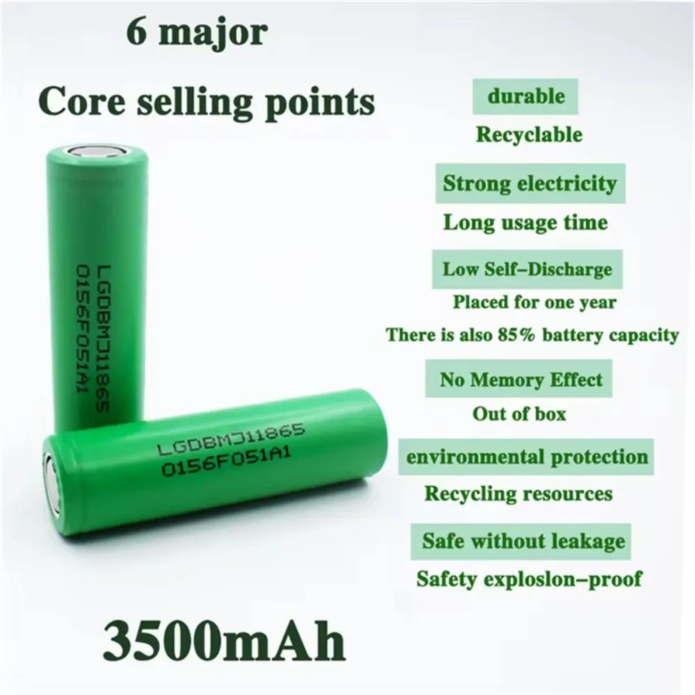 New 18650 lithium battery 3500mAh 3.7v 25A- high power battery 18650 rechargeable battery+Charger