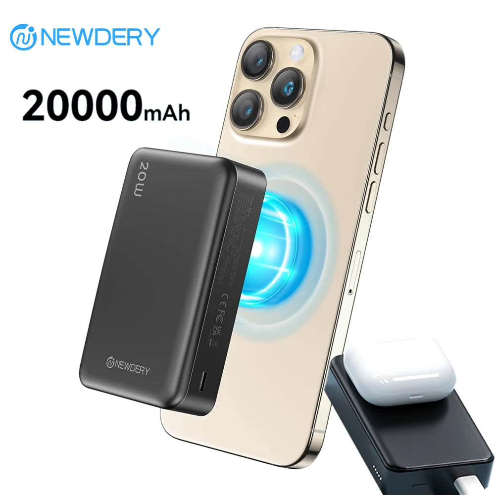 20000mAh Magnetic Power Bank PD 20W Wireless Fast Charging