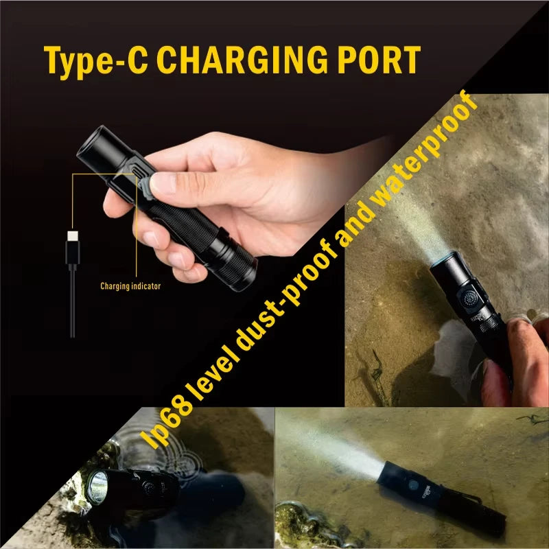 TL1 Tactical 18650 Flashlight- Powerful LED Light Type-C Rechargeable Torch