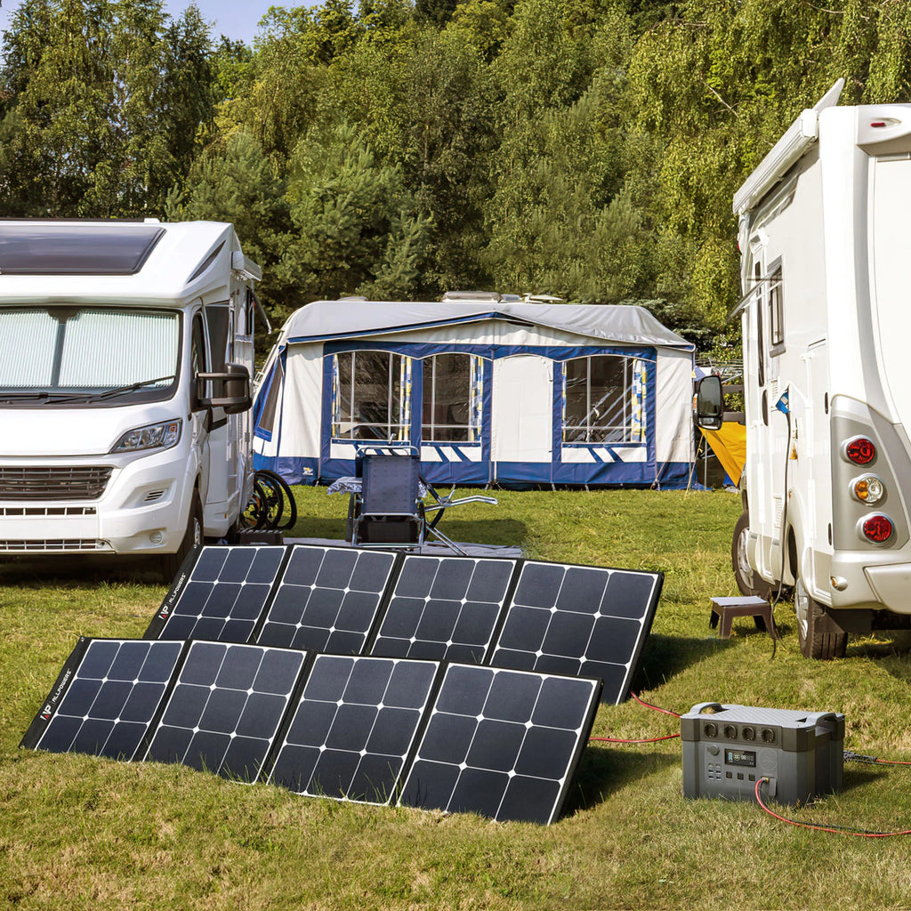 ALLPOWERS Solar Generator Kit- 1451.5Wh- 2400W Inverter- 110V/230V Pure Sine Wave AC Outlet- 2×100W Portable Solar Panels