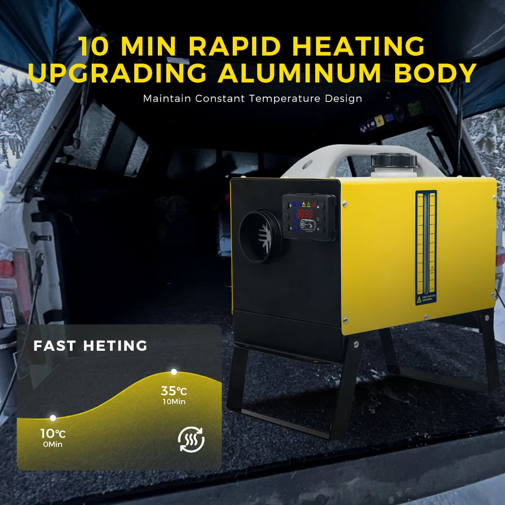 Diesel Heater- 8KW- 12V/24V- Diesel Air Heater with built in LCD Panel & Remote Control- Low Noise