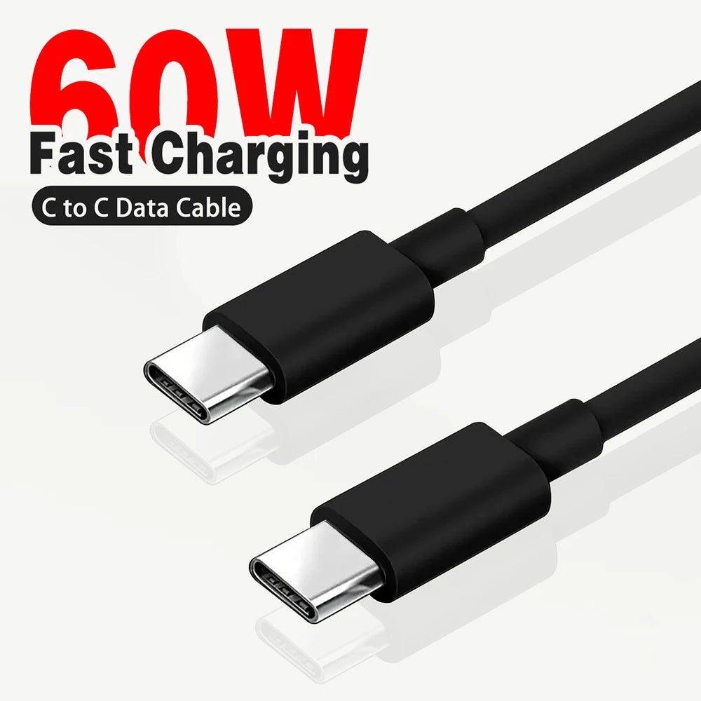 USB-C to USB-C Fast Charge Cable- Black/White- 1M/2M/3M