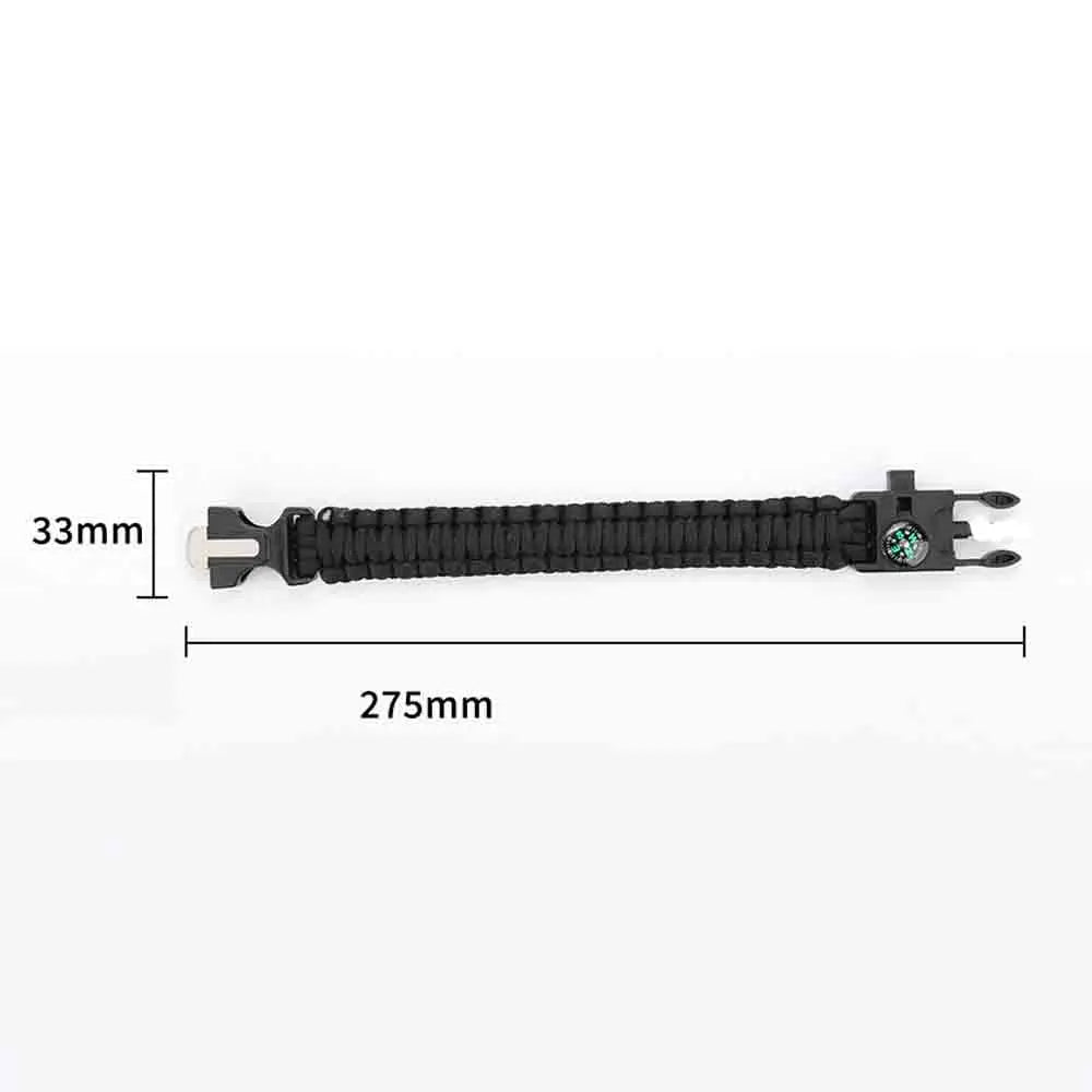 Outdoor Survival Para cord Rope Emergency Firestarter Whistle Compass Tactical Survival Bracelet Tool
