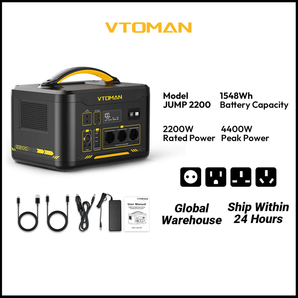 VTOMAN JUMP 2200 Power Station 1548Wh LiFePO4 Battery 2200W AC Output