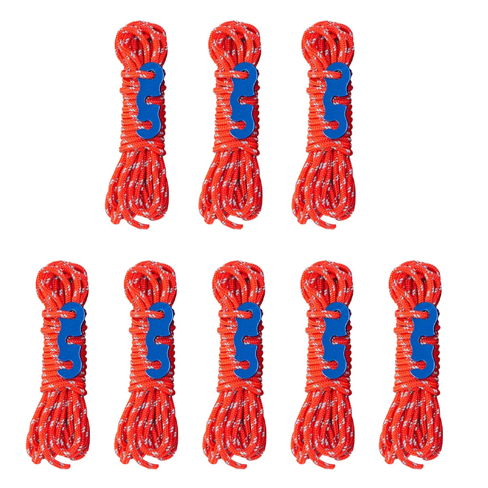 8 Bundles of 3mm High Vis Camping Para cord- Tent guy ropes